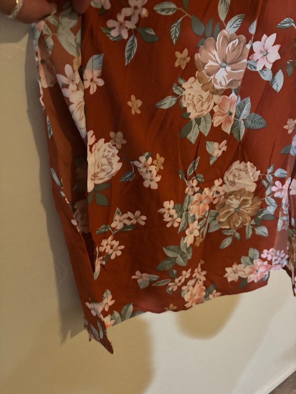 Rust Floral Sundress with Sweetheart Neckline - Picture 4 of 6